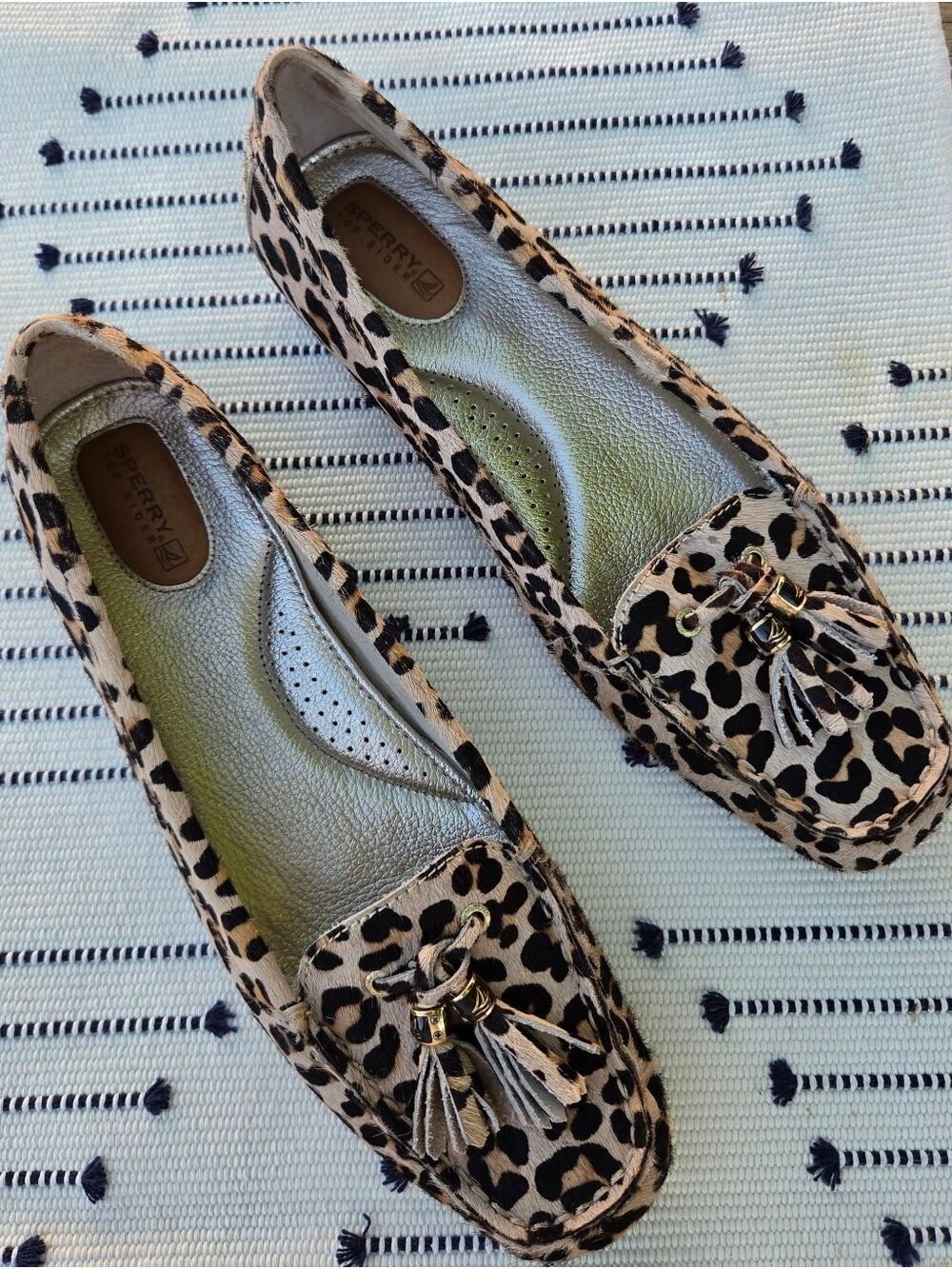 Sperry Top Sider Leopard Print Tassel Loafers Tan/Brown/Black Women's 9 - Picture 13 of 16